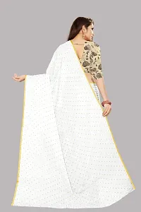 Rhey The Women's beautiful Foil Printed Saree With unstitched blouse piece for women's and girl's (White)-thumb3