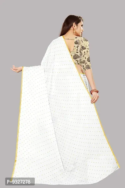 Rhey The Women's beautiful Foil Printed Saree With unstitched blouse piece for women's and girl's (White)-thumb4