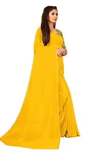 Rhey The Festive Plain Georgette Saree With unstitched Jaquard Blouse Piece (Yellow)-thumb4