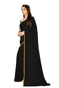 Rhey The Women's beautiful Foil Printed Saree With unstitched blouse piece for women's and girl's (Black)-thumb1