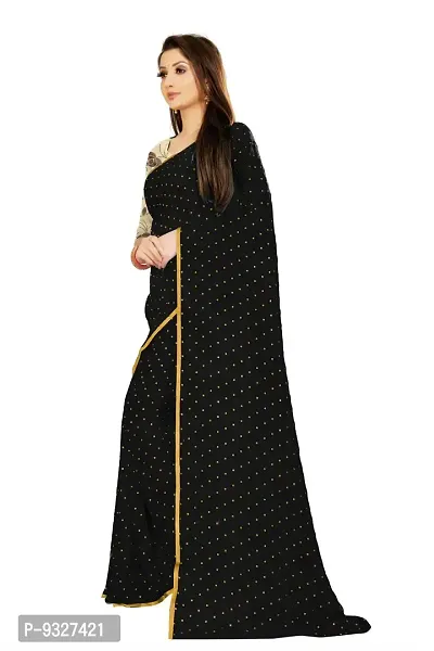 Rhey The Women's beautiful Foil Printed Saree With unstitched blouse piece for women's and girl's (Black)-thumb2