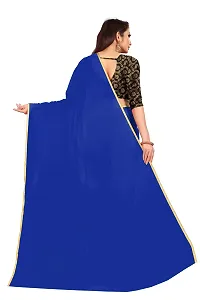 Rhey The Festive Plain Georgette Saree With Unstitched Jaquard Blouse Piece (Blue)-thumb3