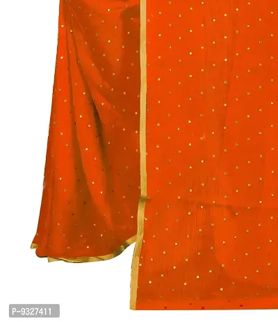 Rhey The Women's beautiful Foil Printed Saree With unstitched blouse piece for women's and girl's (orange)-thumb3