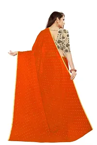 Rhey The Women's beautiful Foil Printed Saree With unstitched blouse piece for women's and girl's (Orange)-thumb3