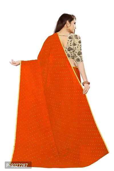 Rhey The Women's beautiful Foil Printed Saree With unstitched blouse piece for women's and girl's (Orange)-thumb4