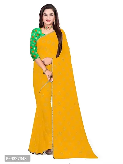 Rhey Trendy Women's Chiffon Saree With Unstitched Blouse Piece-thumb0