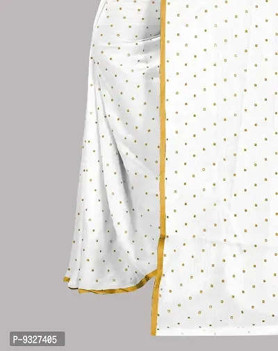 Rhey The Women's beautiful Chiffon Foil Printed Saree With unstitched blouse piece for women's and girl's (White)-thumb5