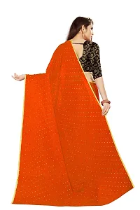 Rhey The Women's beautiful Chiffon Foil Printed Saree With unstitched blouse piece for women's and girl's (Orange)-thumb3