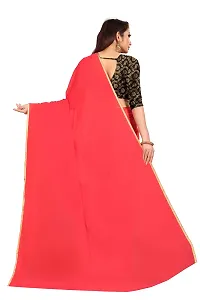 Rhey The Festive Plain Georgette Saree With Unstitched Jaquard Blouse Piece (Red)-thumb3