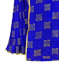 Rhey The women's Banarasi foil printed Pure chiffon saree with Unstitched blouse piece Saree (Blue)-thumb2