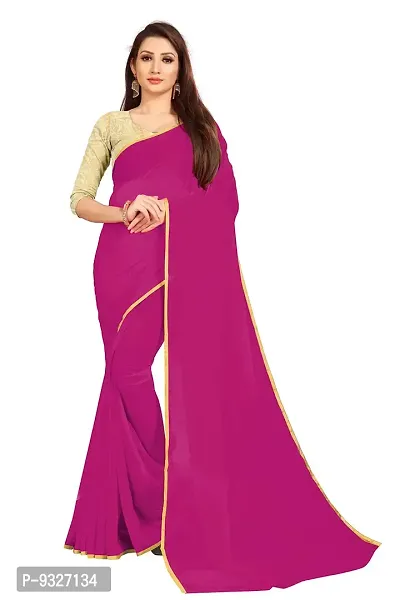 Rhey The Festive Plain Georgette Saree With Unstitched Jaquard Blouse Piece (Purple)