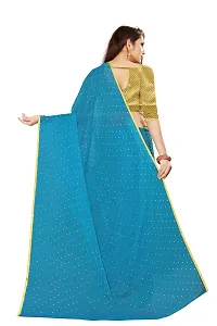 Rhey The Women's beautiful Foil Printed Saree With unstitched blouse piece for women's and girl's (Light Blue)-thumb1