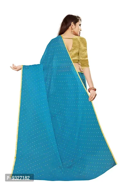 Rhey The Women's beautiful Foil Printed Saree With unstitched blouse piece for women's and girl's (Light Blue)-thumb2