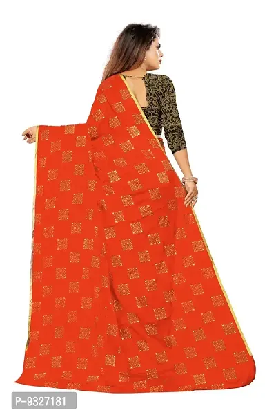 Rhey Women's Chiffon Saree With Blouse Piece (RBOXB07_Orange)-thumb2