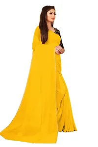 The Rhey Festive Plain Georgette Saree With Unstitched Jaquard Blouse Piece (Yellow)-thumb2