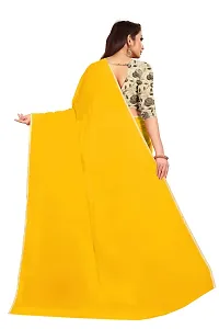 Rhey The Festive Plain Georgette Saree With Unstitched Jaquard Blouse Piece (Yellow)-thumb1