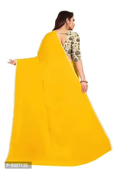 Rhey The Festive Plain Georgette Saree With Unstitched Jaquard Blouse Piece (Yellow)-thumb2