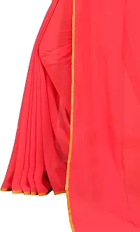 Rhey The Festive Plain Georgette Saree With Unstitched Jaquard Blouse Piece (Red)-thumb4