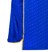 Rhey Women's Pure Chiffon Banarasi Weaving Printed Saree - Gold Zari Border with Jaquard Blouse Piece (Colour - Blue)-thumb2