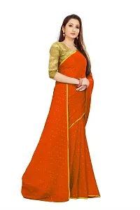 Rhey The Women's beautiful Foil Printed Saree With unstitched blouse piece for women's and girl's (orange)-thumb4