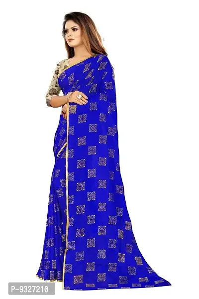 Rhey The women foil printed chiffon saree with Unstitched blouse piece (blue)-thumb4