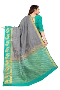 Rhey Woven Zari Work Light Blue Color Kanjivaram Silk Saree With blouse Piece (Grey)-thumb3