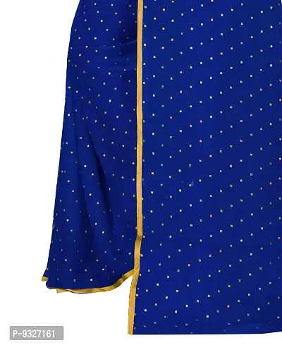 Rhey The Women's beautiful Chiffon Foil Printed Saree With unstitched blouse piece for women's and girl's (Dark Blue)-thumb5