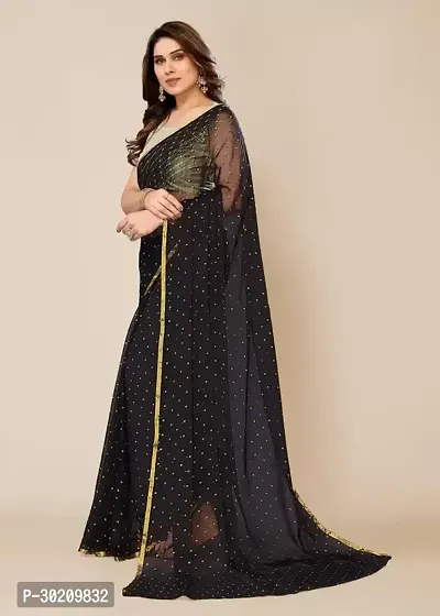 Stylish Black Chiffon Saree With Blouse Piece For Women-thumb2