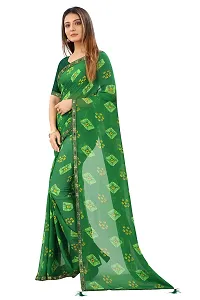 Rhey Women beautiful Chiffon Badhani Printed Saree With unstitched blouse piece for women and girl (Green)-thumb3