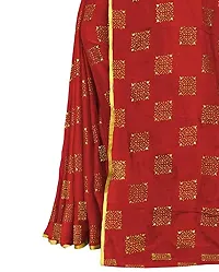 Rhey The women foil printed chiffon saree with Unsttiched blouse piece (Red)-thumb2