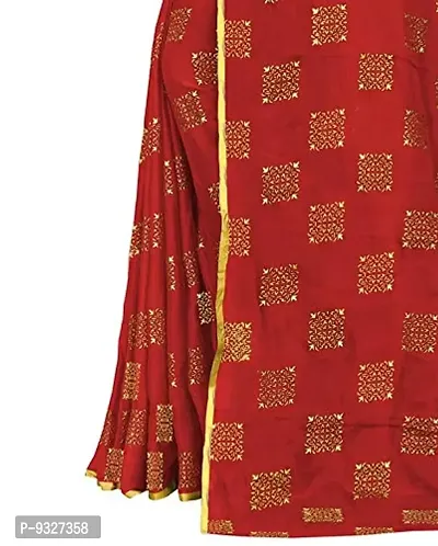 Rhey The women foil printed chiffon saree with Unsttiched blouse piece (Red)-thumb3