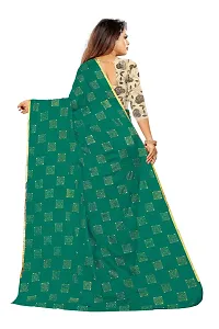 Rhey The Women's Foil Printed Pure Chiffon Saree With Unstitched Blouse Piece (Dark Green)-thumb1