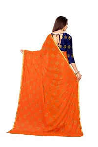 Rhey The Women Foil Printed Work Chiffon Saree With Unstitched Blouse Piece (Orange)-thumb1