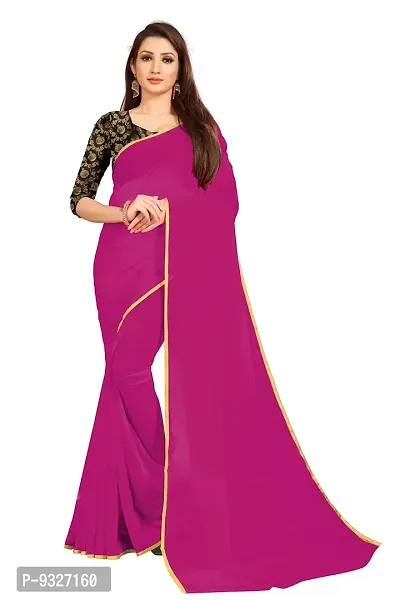 Rhey The Festive Plain Georgette Saree With Unstitched Jaquard Blouse Piece (Purple)-thumb0