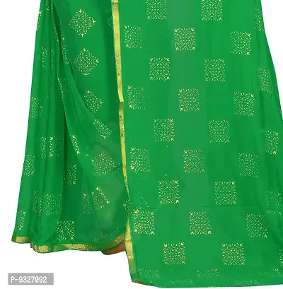 Rhey The Women Foil Printed Work Chiffon Saree With Unsttiched Blouse Piece (Green)-thumb3