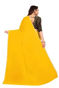 The Rhey Festive Plain Georgette Saree With Unstitched Jaquard Blouse Piece (Yellow)-thumb3