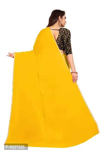 The Rhey Festive Plain Georgette Saree With Unstitched Jaquard Blouse Piece (Yellow)-thumb4