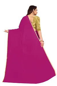 Rhey The Festive Plain Georgette Saree With Unstitched Jaquard Blouse Piece (Purple)-thumb1