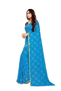 Rhey The Women Foil Printed Work Chiffon Saree With Unstitched Blouse Piece (Light Blue)-thumb3