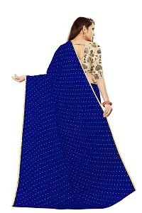 Rhey The Women's beautiful Foil Printed Saree With unstitched blouse piece for women's and girl's (Dark Blue)-thumb3