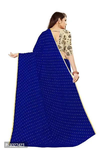 Rhey The Women's beautiful Foil Printed Saree With unstitched blouse piece for women's and girl's (Dark Blue)-thumb4