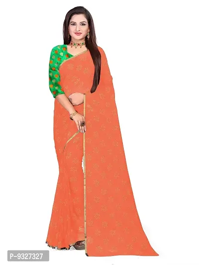 Rhey Trendy Women's Chiffon Saree With Unstitched Blouse Piece-thumb0