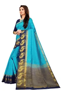 Rhey Woven Zari Work Light Blue Color Kanjivaram Silk Saree With blouse Piece (Blue)-thumb1