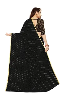 Rhey The Women's beautiful Chiffon Foil Printed Saree With unstitched blouse piece for women's and girl's (Black)-thumb3