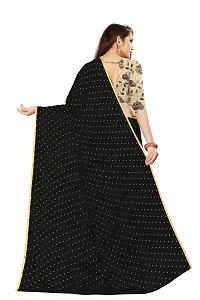 Rhey The Women's beautiful Foil Printed Saree With unstitched blouse piece for women's and girl's (Black)-thumb3