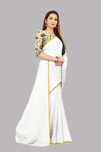 Rhey The Women's beautiful Foil Printed Saree With unstitched blouse piece for women's and girl's (White)-thumb2