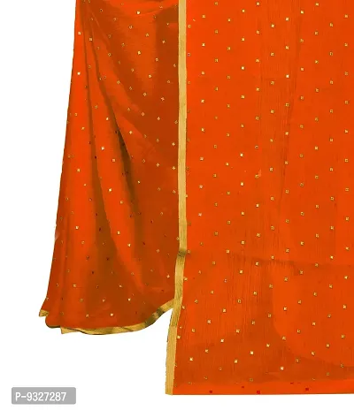 Rhey The Women's beautiful Foil Printed Saree With unstitched blouse piece for women's and girl's (Orange)-thumb5