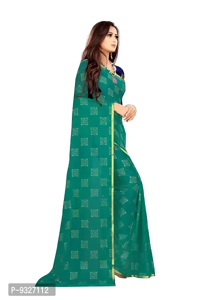 Rhey Women's Chiffon Saree With Blouse Piece (RBOXNG10_Dark Green)-thumb5