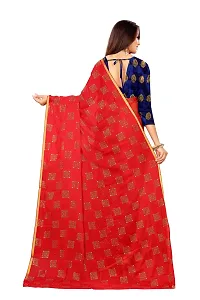 Rhey The Women Foil Printed Work Chiffon Saree With Unstitched Blouse Piece (Red)-thumb1