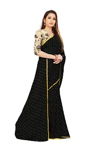 Rhey The Women's beautiful Foil Printed Saree With unstitched blouse piece for women's and girl's (Black)-thumb2